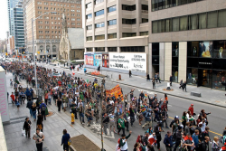 Thousands march through the streets of Toronto for the 2011 Global Marijuana March. (Photo by Jeremiah Vandermeer - click to enlarge)